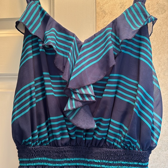 Turquoise and navy maxi dress size 2X - Picture 2 of 7